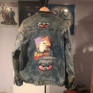 vtg Harley Davidson “Born in America” Jean Jacket